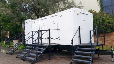 deluxe portable restroom at an out door event
